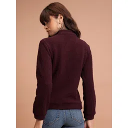 Tokyo Talkies Maroon High Neck Sweatshirt image 5