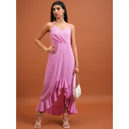 Tokyo Talkies Pink Shoulder Straps Maxi Dress-picture-18