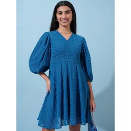 Tokyo Talkies Puff Sleeve Fit & Flare Dress-picture-34