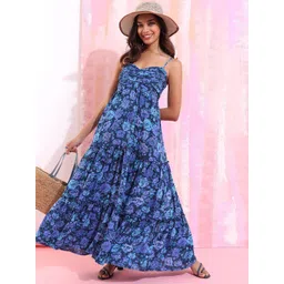 Tokyo Talkies Shoulder Straps Floral Printed Tiered Ruched Maxi Dress-picture-23