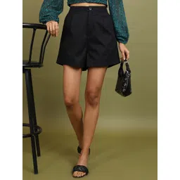 tokyo talkies Solid Women Black Casual Shorts-picture-34