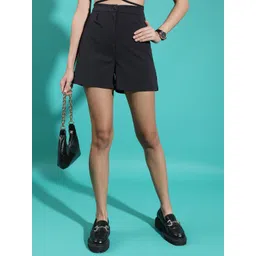 tokyo talkies Solid Women Black Casual Shorts-picture-37