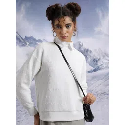 Tokyo Talkies White High Neck Pullover Sweaters-picture-28