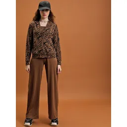 Tokyo Talkies Women Animal Jacquard Knitted Hooded Sweatshirt & Trousers Co-Ords-picture-20