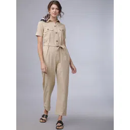 Tokyo Talkies Women Beige Solid Basic Jumpsuit-picture-18