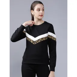 Tokyo Talkies Women Black & White Printed Camouflage Sweatshirt-picture-17