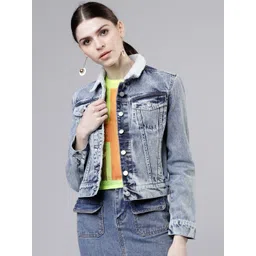 Tokyo Talkies Women Blue Solid Denim Jacket-picture-31