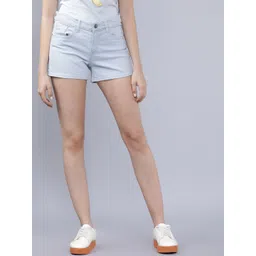 Tokyo Talkies Women Blue Solid Regular Fit Denim Shorts-picture-42