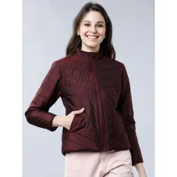 Tokyo Talkies Women Burgundy Solid Puffer Jacket-picture-39