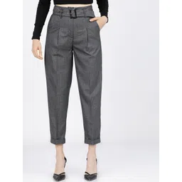 Tokyo Talkies Women Checked High-Rise Pleated Trousers-picture-40