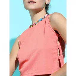 Tokyo Talkies Women Elegant Coral Solid Top image 2