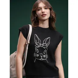 Tokyo Talkies Women Embroidered Sleeveless Pullover Sweaters-picture-10