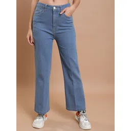 tokyo talkies Women Flared Mid Rise Light Blue Jeans-picture-22