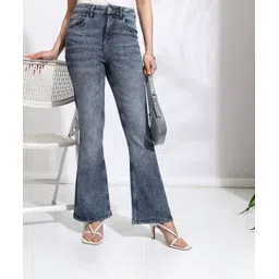 tokyo talkies Women Flared Mid Rise Light Blue Jeans-picture-32