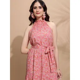 Tokyo Talkies Women Floral Printed Halter Neck Fit & Flare Midi Dress-picture-40
