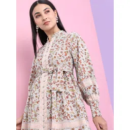 Tokyo Talkies Women Floral Printed Puff Sleeves Fit & Flare Dress-picture-15