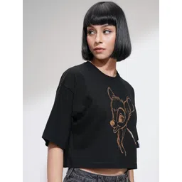 Tokyo Talkies Women Graphic Printed Round Neck Cotton Boxy T-shirt-picture-33