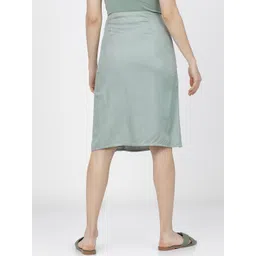 Tokyo Talkies Women Green Solid Midi-Length Wrap Skirt image 2