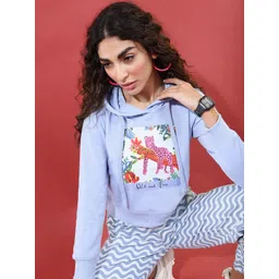 Tokyo Talkies Women Lavender Printed Hooded Sweatshirt-picture-38