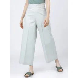 Tokyo Talkies Women Light Green Flared Parallel Trousers-picture-36