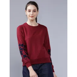 Tokyo Talkies Women Maroon & Navy Blue Solid Sweatshirt-picture-24