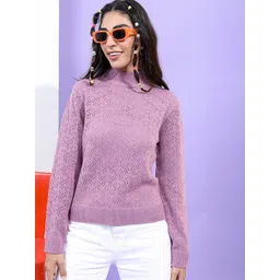 Tokyo Talkies Women Mauve High Neck Pullover-picture-20