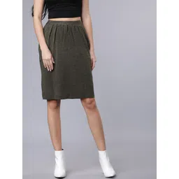 Tokyo Talkies Women Olive Green Solid Pencil Slim-Fit Skirt-picture-39