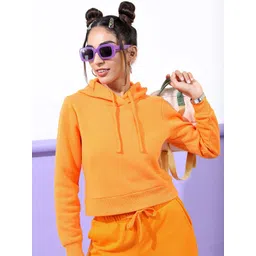 Tokyo Talkies Women Orange Hooded Sweatshirt-picture-15