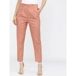 Tokyo Talkies Women Orange Tapered Fit Pleated Trousers-picture-34