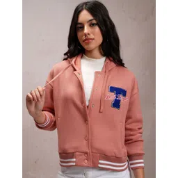 Tokyo Talkies Women Orange Varsity Jacket-picture-19