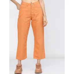 Tokyo Talkies Women Orange Wide Leg Stretchable Jeans-picture-29
