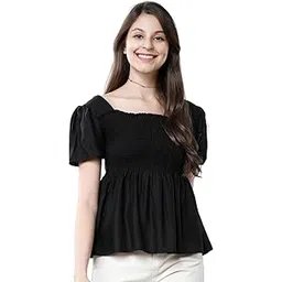tokyo talkies Women Peplum Smoked Top-picture-32