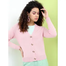 Tokyo Talkies Women Pink Cardigan-picture-31