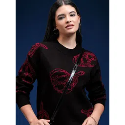 Tokyo Talkies Women Printed Round Neck Long Sleeves Pullover-picture-37