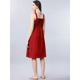 Tokyo Talkies Women Rust Solid A-Line Dress image 4