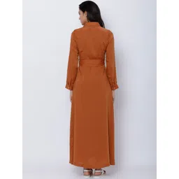 Tokyo Talkies Women Rust Solid Maxi Dress image 3