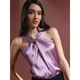 Tokyo Talkies Women Satin Halter Neck Regular Top-picture-23