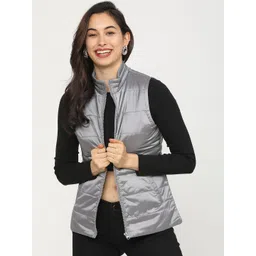 Tokyo Talkies Women Silver-Toned Padded Puffer Jacket-picture-18