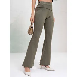 Tokyo Talkies Women Solid Cotton Flared Trousers-picture-30