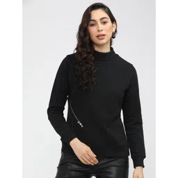 Tokyo Talkies Women Solid High Neck Cotton Pullover Sweatshirt-picture-15
