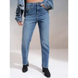 Tokyo Talkies Women Straight Fit Low Distress Light Fade Stretchable Jeans-picture-20