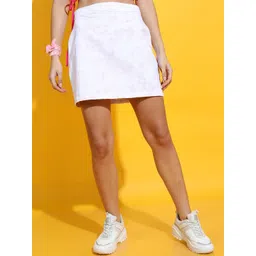 Tokyo Talkies Women White Solid A-Line Mini Skirt-picture-23
