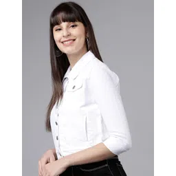 Tokyo Talkies Women White Solid Denim Jacket-picture-32