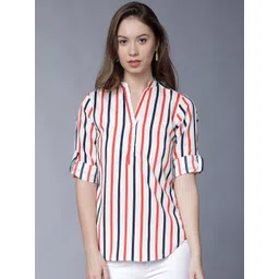 Tokyo Talkies Women White Striped Shirt Style Top-picture-29