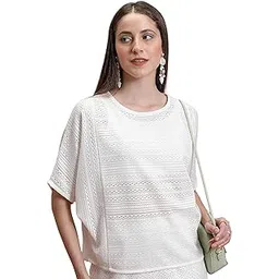 tokyo talkies Women's Crochet Top | Extended Sleeves | Solid & Elegant Fashion | Tops for Woman | Women Tops | Stylish Top-picture-19