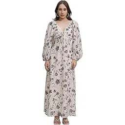 tokyo talkies Womens Dresses Women | Floral Print | Tie-Up Neck| Puff Bishop Sleeves | Side Cut-Out | Maxi Dress | Elegant & Trendy| Stylish-picture-11