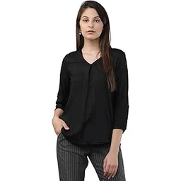 tokyo talkies Women's Elegant Embroidered V-Neck Shirt | Long Sleeves for A Chic Look Casual | Tops for Woman | Women Tops | Stylish Top-picture-17