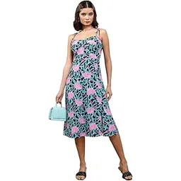 tokyo talkies Womens Elegant Floral A-Line Dress | Shoulder Straps & Front Button Detail for A Feminine Touch | Dress for Women | Women Dress | Stylish Women Dress-picture-35