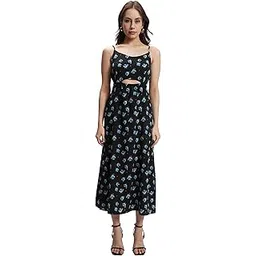 tokyo talkies Women's Floral Midi Dress | A-line| Cut Out | Shoulder Straps Sleeves & Playful Silhouette | Chic & Effortlessly Feminine-picture-27