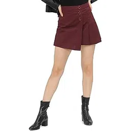 tokyo talkies Women's High-Waisted Wrap Style Solid Mini Skirt | Button Detail | Chic & Trendy Look | Women Skirt | Skirts for Women-picture-31